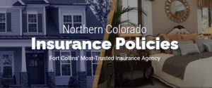 House exterior and cozy bedroom interior. "Northern Colorado Insurance Policies. Business Insurance Fort Collins."